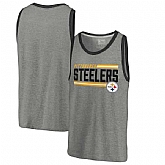 Pittsburgh Steelers NFL Pro Line by Fanatics Branded Iconic Collection Onside Stripe Tri-Blend Tank Top - Heathered Gray